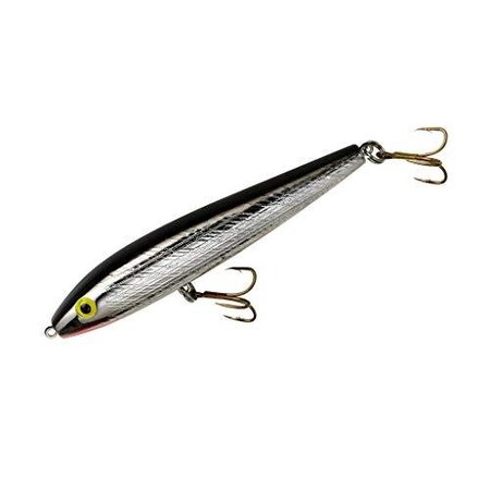 Rebel Jumpin' Minnow Topwater Bait, 4 12, 12 Oz SilverBlack, Floating T2001S